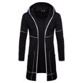 thumbnail image 1 of XMMSWDLA Sales Clearance Blousse for Men Mens Hooded Solid Trench Coat Jacket Cardigan Long Sleeve Outwear Blouse, 1 of 4