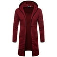 thumbnail image 1 of XMMSWDLA Blousse for Men Mens Hooded Solid Trench Coat Jacket Cardigan Long Sleeve Outwear Blouse, 1 of 4