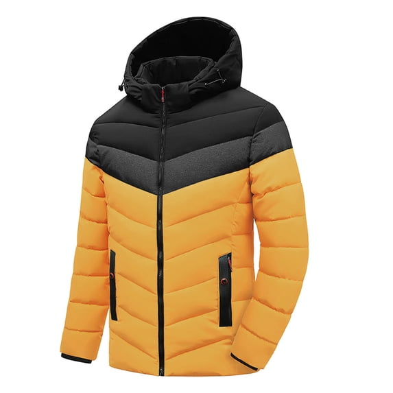 XMMSWDLA Sales Clearance Blousse for Men Patchiwork Casual Thicken Hooded Zipper Keep Warm Jacket Coats