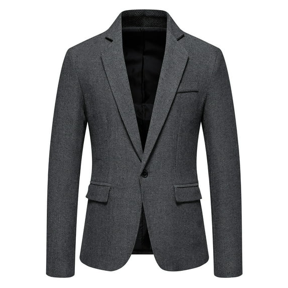 XMMSWDLA Sales Clearance Blousse for Men Single Button Casual Business Solid Color Herringbone Suit Jacket