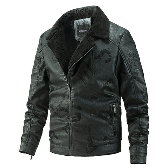 XMMSWDLA Blousse for Men Winter Lamb Velvet Leather Jacket Plus Velvet Warm Jacket Motorcycle Jacket