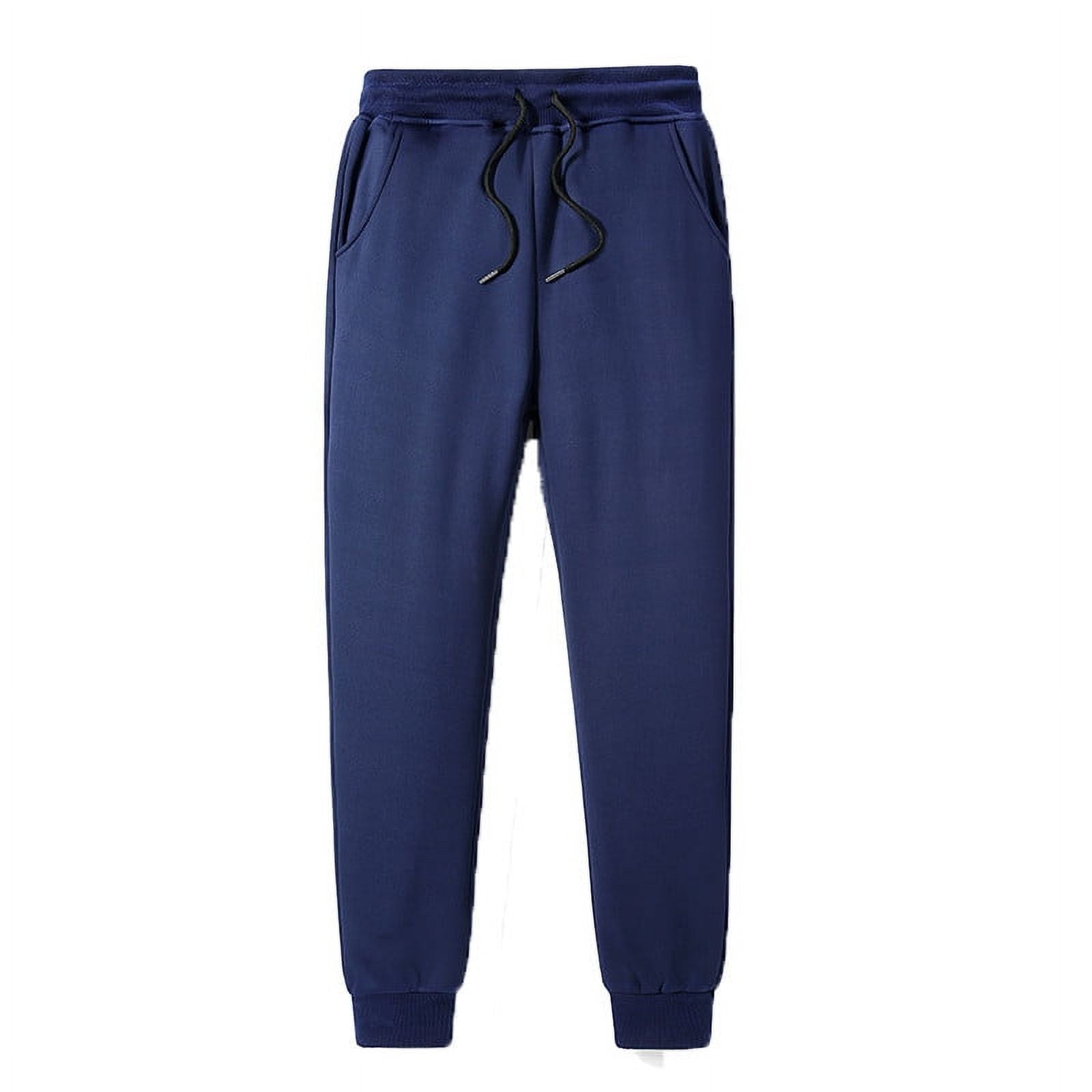 Warm fleece sweatpants for men with drawstring