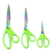 XMMSWDLA Scissors Set of 3, Premium Stainless Steel Razor Blades, Ergonomic Semi-Soft Rubber Grip, Suitable for School, Office and Family Daily Use, 9.3''/8.4''/5.6", green