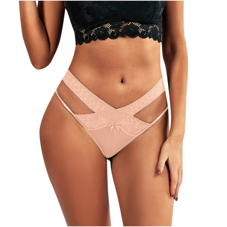 XMMSWDLA Seamless Thongs for Women Sexy Women's Underwear No Show T-Back  Underwear for Women Panties Beige XL Girls Underwear