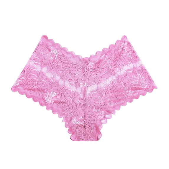 XMMSWDLA Sexy Underwear for Women Seamless Bikini Panties V Cut Lace Waistband No Show Hipster for Ladies Pink M Seamless Underwear