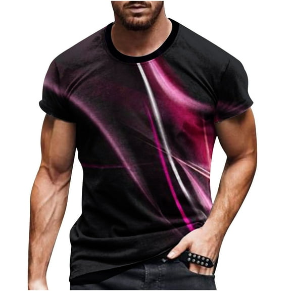 XMMSWDLA Shirts for Men Graphic Tees 3d Printed Short Sleeve Novelty Tops T-Shirts Hot Pink T Shirts for Man