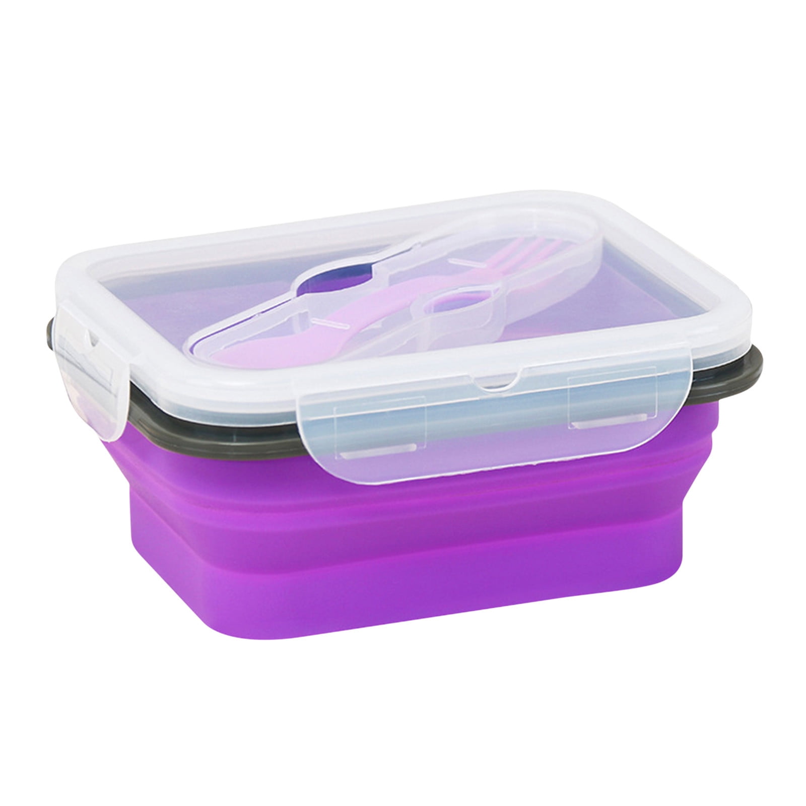 XMMSWDLA Silicone Collapsible Food Storage Containers with Silicone  Leakproof Lids, Clear Platinum Food-Grade, ,Compact, Reusable Lunch Box,  Microwave Safe Meal Prep（Purple） 