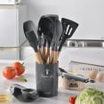 thumbnail image 1 of XMMSWDLA Silicone Kitchen Utensils Set, 12 Pcs Non-Stick Cooking Utensils Set, Sturdy Insulation Wooden Handle Kitchen Accessories for Cooking with Spatula Set and Spoons Set Gadgets, 1 of 2