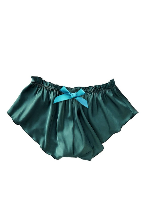Silk Satin Flowers Floral Lace Pajamas Underwear Women Shorts S-XxxlGreen S Underwear Women