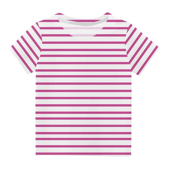 XMMSWDLA Stretch Cotton Shirtβ Girls Summer Striped Short Sleeve T-Shirts Color Block Trendy Crewneck Pullover Tops Casual Blouse Pink Breathable Mesh Topβ
