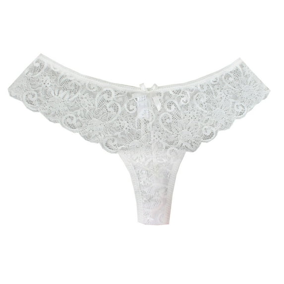 XMMSWDLA Stretchy Lace Trimmed Bikini Underwear - Underwear for Women, Bikini Panties, Seamless Panties 6 Pack White S Depends Underwear for Women