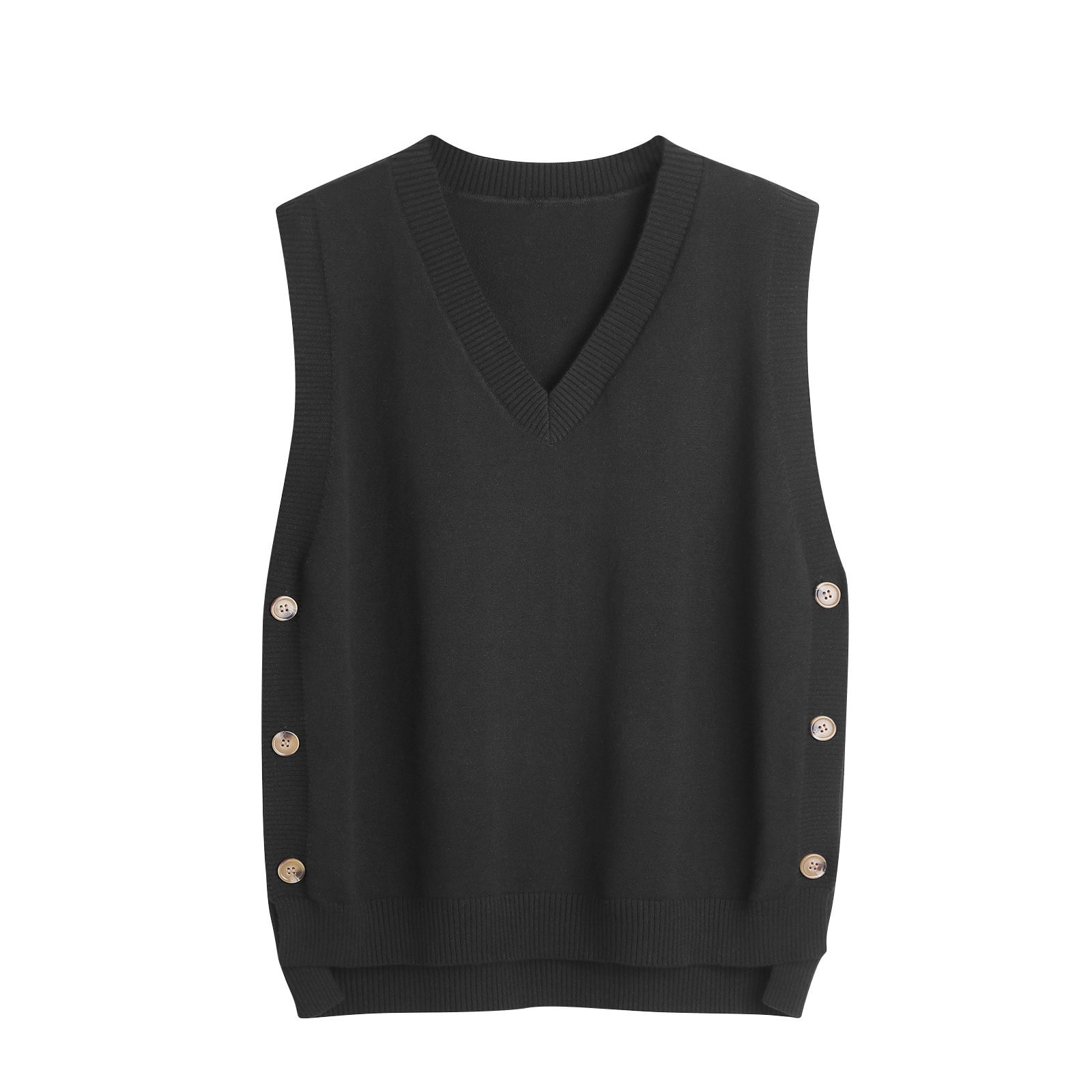 ZQGJB Women's Oversized V Neck Knitted Sweater Vest Casual
