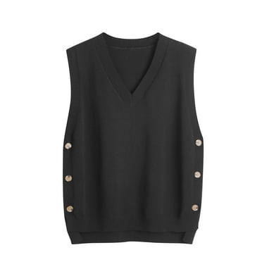 XMMSWDLA Sweater Vest for Women V Neck Sleeveless Knit Solid Casual Ribbed Pullover Tops