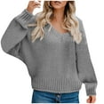 thumbnail image 1 of XMMSWDLA Sweaters for Women 2024 Fall Winter Long Sleeve V Neck Crochet Sweater Hollow Out Knitwear Pullover Jumper Tops, 1 of 9