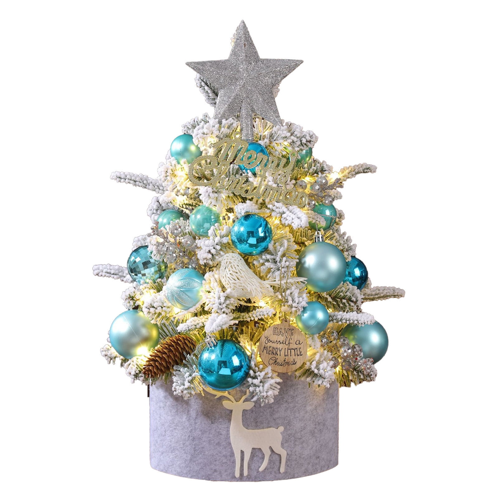 XMMSWDLA Tabletop Artificial Mini Snow Christmas Tree - 17.7