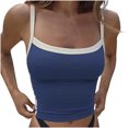 thumbnail image 1 of XMMSWDLA Tank Top Women Contrast Trim Crop Cami Top Strap Tank Tops Camisole Tops Women Blue Dressy Tank Tops Women, 1 of 8