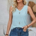 thumbnail image 1 of XMMSWDLA Tank Top Women Sleeveless V Neck Tops Dressy Casual Summer Blouses Trendy Eyelet Office Work Shirts Blue Tank Top Dress Women, 1 of 4