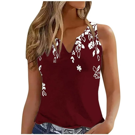 XMMSWDLA Tank Tops Women Casual Summer Sleeveless Basic Cami Top Slim V Neck Blouses Athletic Shirts Wine Tank Tops Women 2024