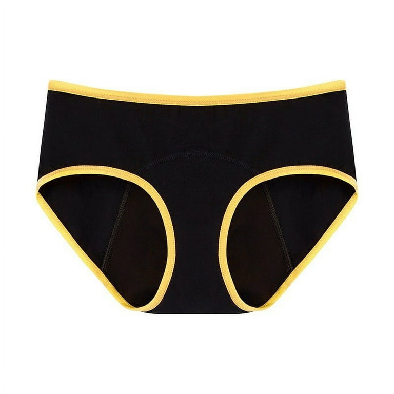 XMMSWDLA Teen Girls Period Underwear Menstrual Period Panties Leak-Proof  Organic Cotton Protective Briefs Yellow 3XL Cute Underwear for Women