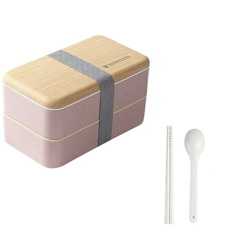 Xmmswdla Thermos Lunch Box for Kids Pink Lunch Boxmicrowave Lunch Box Japanese Wood Bento Box 2 Layer Container Storage New Bento Box for Kids, Size