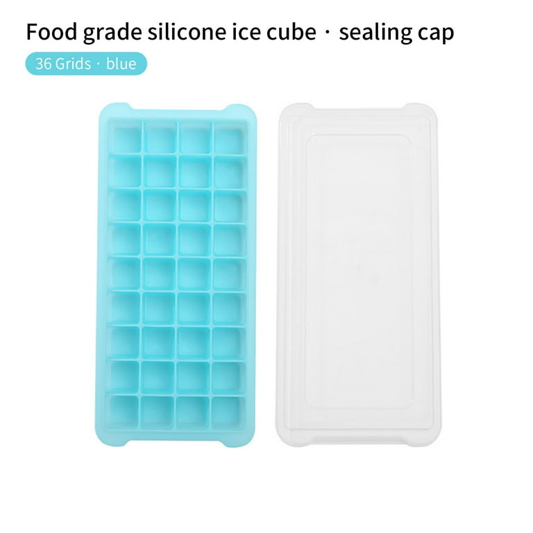 Xmmswdla Thin Ice Cube Trays24/36 Ice Trays with Lids Stackable Silicone Ice Trays for Easy Release Ice Cube Molds Blue, Size: 36cells