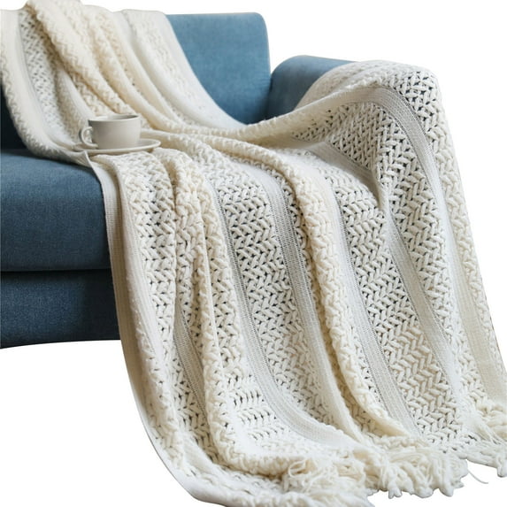 XMMSWDLA Throw Blanket Soft Fluffy Chenille with Decorative Tassel Fringe for Home Decor Sofa Couch Bed Gift 60 X 50 Inch Tapestry for Bedroom