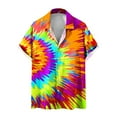 thumbnail image 1 of XMMSWDLA Tie Dye Hawaiian Short Sleeve Button-Down Shirt for Men Yellow Mens Athletic Shirts, 1 of 5