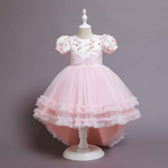 XMMSWDLA Toddler Girl Clothes Children's Dresses Girls Sleeveless Princess Dress Flower Mesh Dress