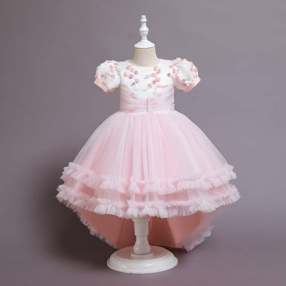 XMMSWDLA Toddler Girl Clothes Children's Dresses Girls Sleeveless Princess Dress Flower Mesh Dress