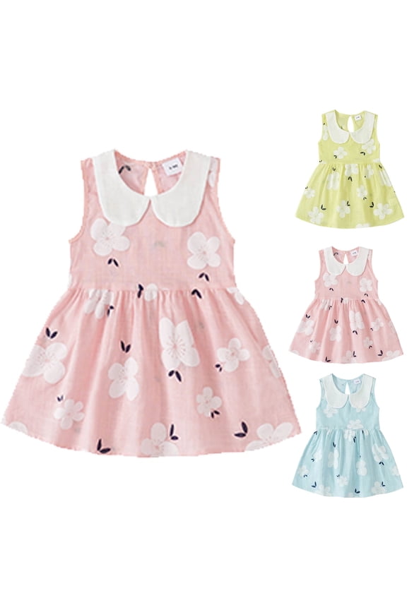 Toddler Girl Clothes Girl Summer Beach Dress Kids Baby Girls Sleeveless Dresses Doll Collar Vest Dress Princess Dress