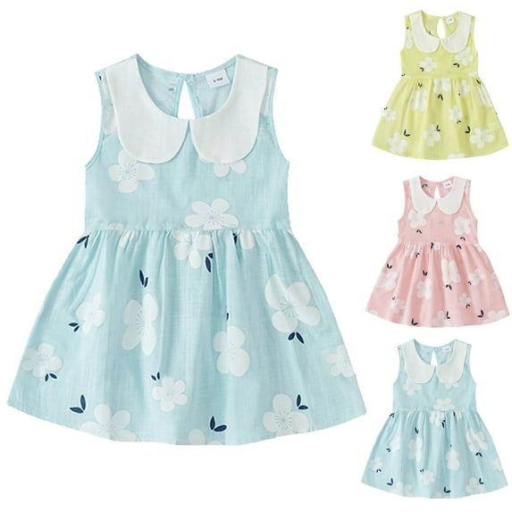 TIHLMK Toddler Girl Clothes Deals Clearance Kids Baby Girls Summer Dress leeveless Dresses Doll Collar Vest Dress Girls Dresses Summer