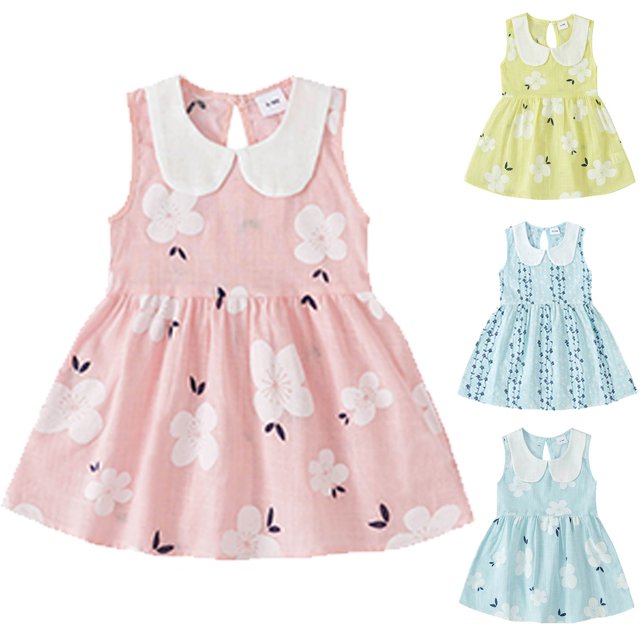 XMMSWDLA Toddler Girl Clothes Deals Clearance Kids Baby Girls Sleeveless Doll Collar Vest Dress