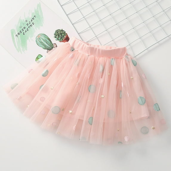 XMMSWDLA Toddler Girl Clothes Girls Cute Party Dance Costume Solid Color Net Yarn Crimping Flowers Embroidery Tulle Skirt