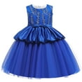 thumbnail image 1 of XMMSWDLA Toddler Girl Clothes Girls Solid Color Leaf Embroidery Net Yarn Bowknot Birthday Party Flowers Gown Kids Dresses, 1 of 8