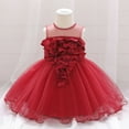 thumbnail image 1 of XMMSWDLA Toddler Girl Clothes Girls Temperament Flowers Pearl Cute Net Yarn Birthday Party Gown Dresses, 1 of 8