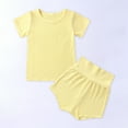 thumbnail image 1 of XMMSWDLA Toddler Girl Clothes Kids Baby Boys Girls Fashion Cute Solid Color Short Sleeve High Waist Shorts Cotton Casual Suit, 1 of 8