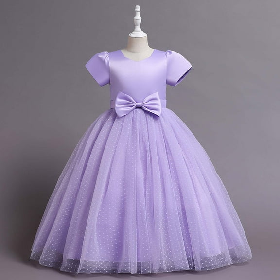 XMMSWDLA Toddler Girl Clothes Kids Dress Girls Sleeveless Princess Dress Bow Tie Lace Flowers Mesh Dress Tufted Dress