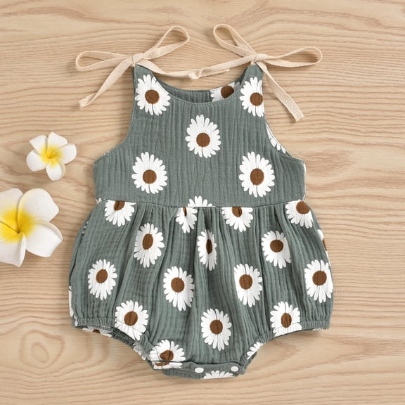 XMMSWDLA Toddler Girl Clothes Summer Baby Girls Daisy Straps Sleeveless Jumpsuit Casual Bodysuit Clothes