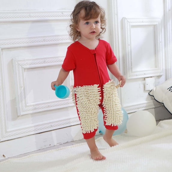 XMMSWDLA Toddler Girl Clothes born Infant Baby Girls Boys Clothes Short Sleeved Crawling Baby Solid Mop Romper Jumpsuit