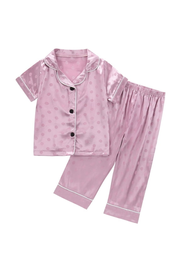 Toddler Outfits Bundle Little & Big Girls Pajama Set Satin Silky Cute Long Sleeve & Pants Outfit Purple Toddler Clothes 2t-5t