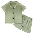 thumbnail image 1 of XMMSWDLA Toddler Outfits Bundle Unisex Satin Pajamas Set Boys Girls Silk Pjs Short Sleeve 2 Piece Sleepwear Button-Down Kids Nightwear Green Toddler Clothes 2t-5t, 1 of 9