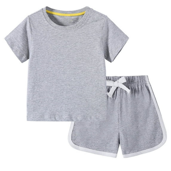 XMMSWDLA Toddler Pajama Sets Toddler Baby Girl Summer Clothes Set Outfit Short Sleeve T-Shirt and Shorts 2pcs Suit for Girls Gray Holiday-Themed Clothing Bundle