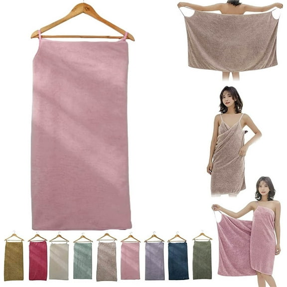 Ultra Soft Wearable Bath Towel, Plus Size Coral Velvet Absorbent Women's Sling Thickened Bath Wrap Towel Adjust Quick Dry Wearable Beach Spa Bathrobes