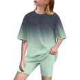 thumbnail image 1 of XMMSWDLA Unisex Kids Outfits Little Kids Baby Girls Clothes 2 Pieces Tracksuit Set Oversized Short Sleeve Cotton T-Shirt+Leggings Shorts Sports Suit Green Preschooler Clothing Pack, 1 of 8