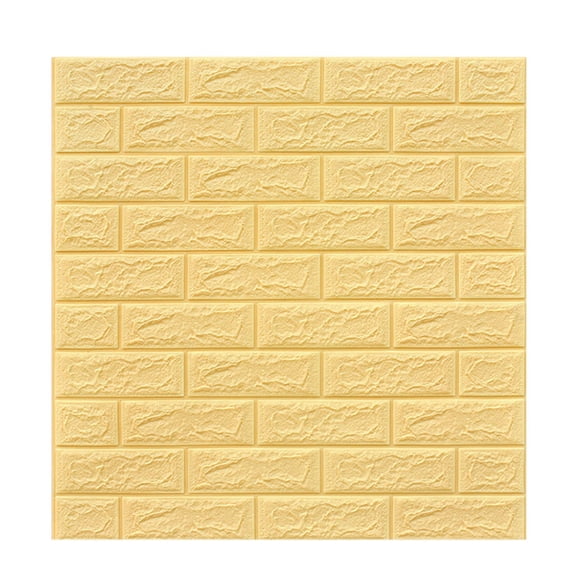 XMMSWDLA Wallpaper Diy 3d Brick Pe Foam Wallpaper Panels Room Decal Stone Decoration Embossedyellow Pictures Wall Decor