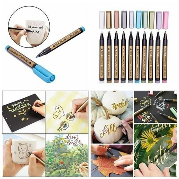 XMMSWDLA White Pen Metallic Markers Paints Pens Art Glass Paint Writing Markers Diy 1ml Fountain Pen