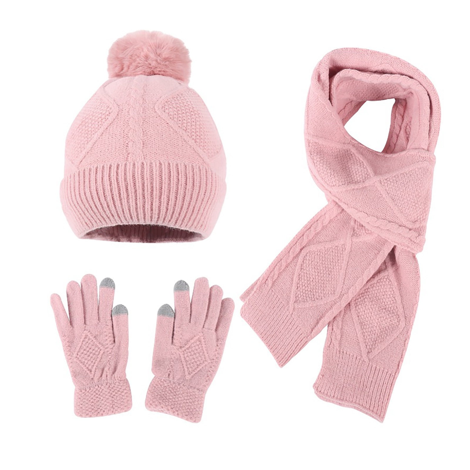 Winter Hat Gloves Scarf Set Knitted Beanie Mittens Scarves Warm Morttic 3 in 1 Winter Hat Scarf Gloves Set for Men and Women  main image 3