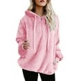 thumbnail image 1 of XMMSWDLA Women Casual Double Fuzzy Sweatshirt Faux Fleece Zip Pullover Hoodies Coat Outwear, 1 of 6