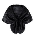 thumbnail image 1 of XMMSWDLA Women Luxury Faux Fur Coat Jackets Wrap Cape Shawl for Wedding Party Black Womens Scarves, 1 of 5