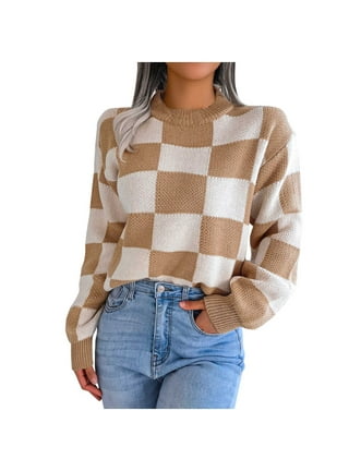 トップス LINKS CHECK KNIT PULLOVER CROCHET COLLAR KNIT SWEATER - Mid-blue | ZARA Canada